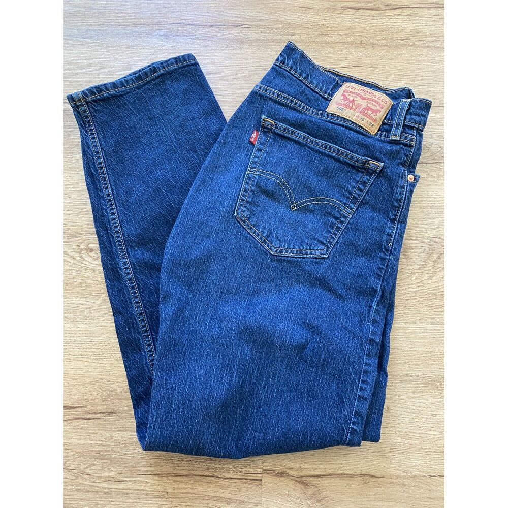 Levi's Men's 505 Regular Fit Straight Leg Blue Denim Jeans Size W36 L32